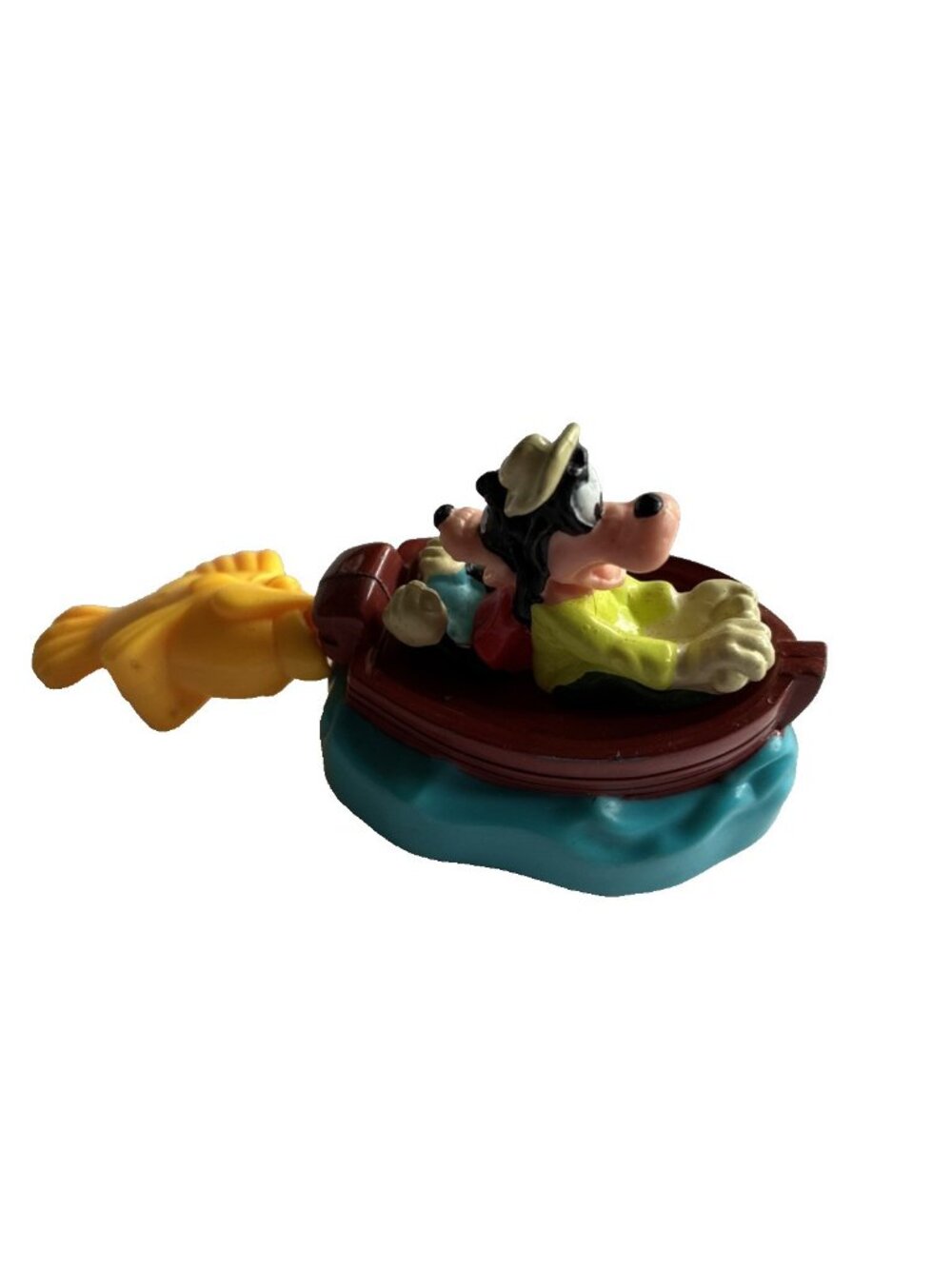Vintage Disney Goofy Boat Pull String Toy Burger King Kids Club Rolling Toy